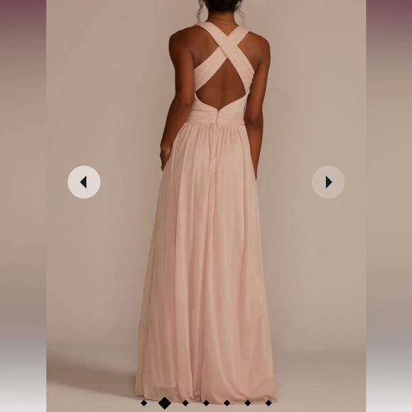 Mesh criss cross long bridesmaid gown - Picture 2 of 2